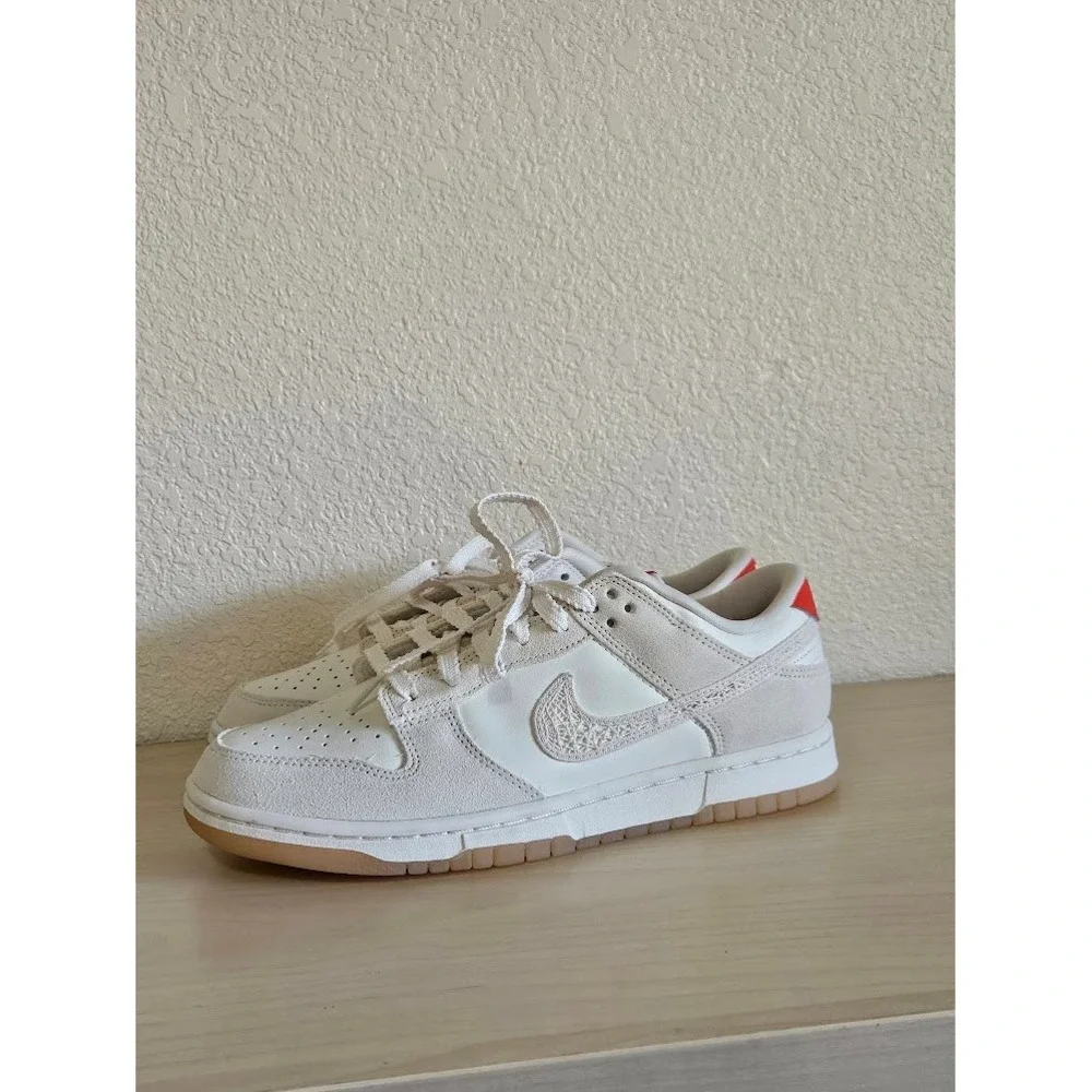 Nike Dunk Low Friendship Knot Sneakers Women Size 10 White Cream Red
